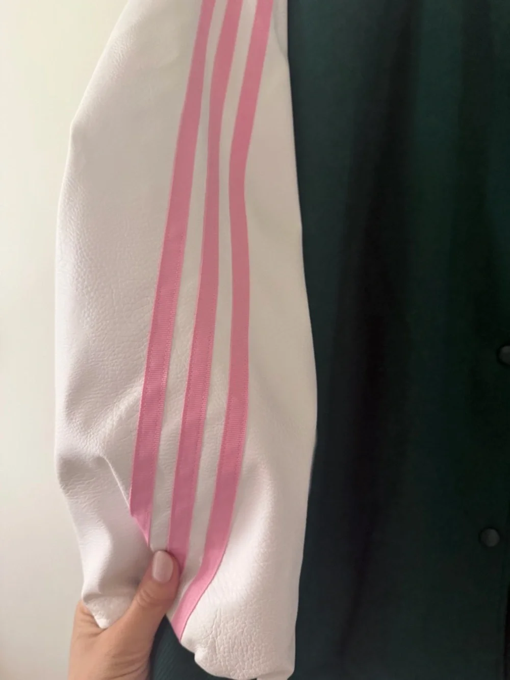 adidas Dark Green, White & Pink Bomber Track Jacket - Picture 6 of 7